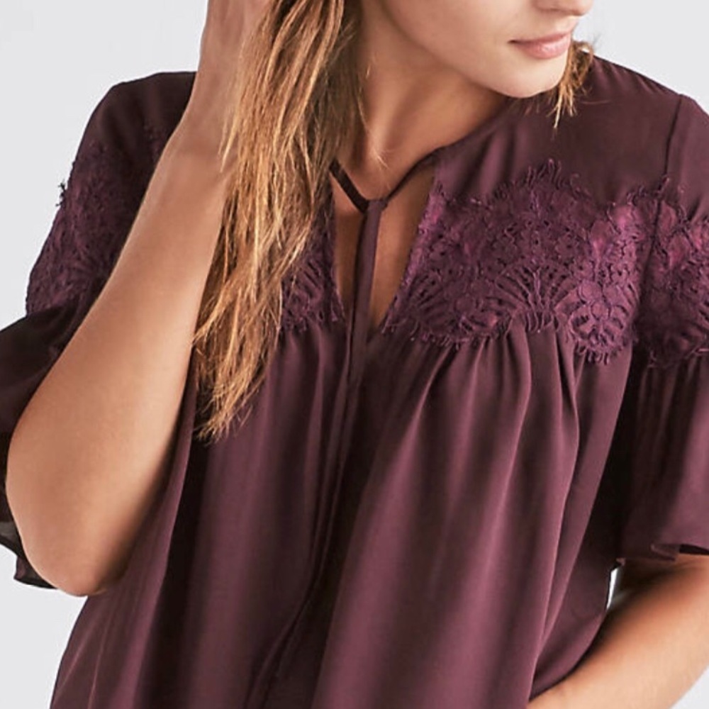 LAST ONE! LUCKY BRAND Plum Boho Lace Blouse! 😍💋